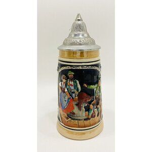 Thewalt Beer Stein Deer Hunter Pewter Lid West Germany Ich Jag Den Hirsch 7”